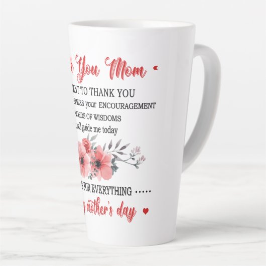 Bedankt mama Happy Moederdag Latte Mok (Rechterhoek)