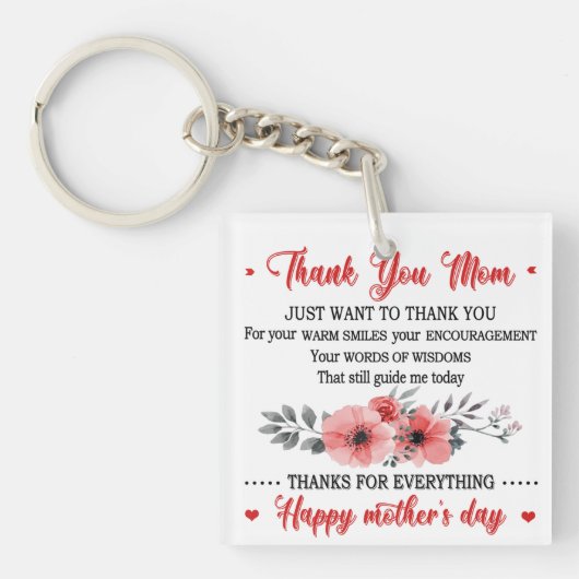 Bedankt mama Happy Moederdag Sleutelhanger (voorkant)