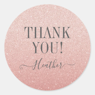 Bedankt Meisjes Roos Gold Blush Pink Glitter Ronde Sticker