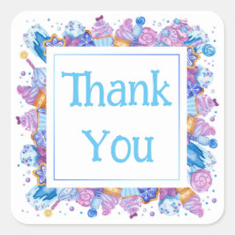 Bedankt met Blue Desserts Vierkante Sticker