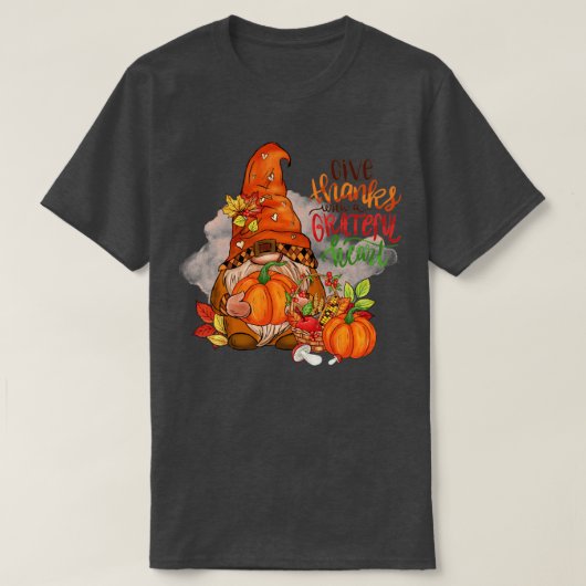 bedankt met een dankbaar hart Thanksgiving pu T-shirt (Design voorkant)