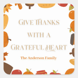 bedankt met een dankbaar hart vierkante sticker