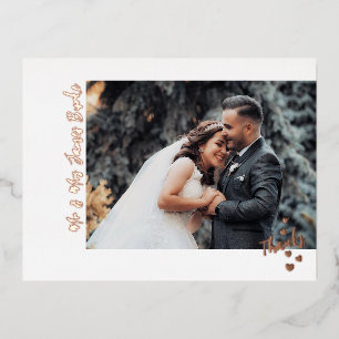 Bedankt met harten bruiloft foto Folie Briefkaart
