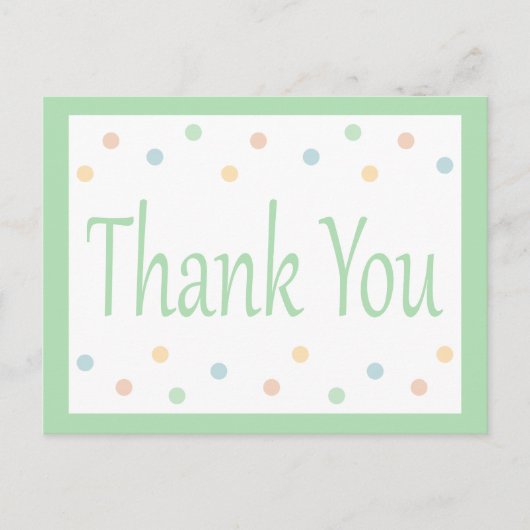 Bedankt Mint Green en White Polka Dots Briefkaart (Voorkant)