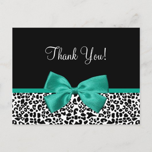 Bedankt Modern Leopard Emerald Green Ribbon Briefkaart (Voorkant)