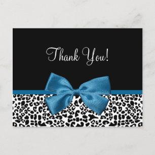 Bedankt Modern Leopard Mykonos Blue Ribbon Briefkaart