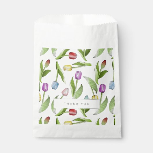 Bedankt moderne kleurrijke tulpenbloem bedankzakje (Voorkant)