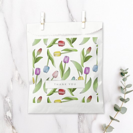 Bedankt moderne kleurrijke tulpenbloem bedankzakje