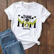 Bedankt Moeder Bloemige Gepersonaliseerde T-Shirt