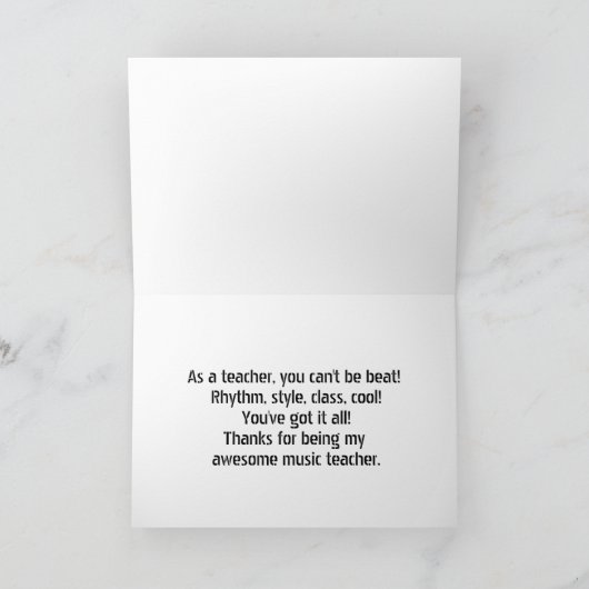Bedankt Muziekleraar Drums-kaart (Binnen)