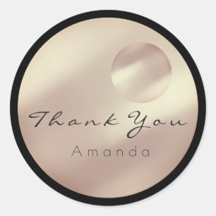 Bedankt Naam Copper Silver Black Roos Gold Ronde Sticker