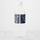 Bedankt Navy Blue en Gold 2025 Afstuderen Waterfles Etiket (Achterkant)