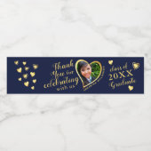 Bedankt Navy Blue en Gold 2025 Afstuderen Waterfles Etiket (Enkel label)