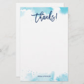 BEDANKT NOTITIE moderne hand geletterde aqua water Briefpapier (Voorkant / Achterkant)