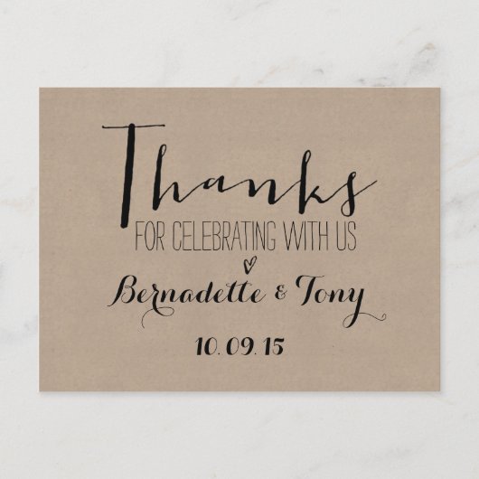 Bedankt om met ons te vieren! Weddenschap Bedankt Briefkaart (Voorkant)