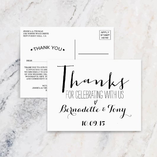 Bedankt om met ons te vieren! Weddenschap Bedankt Briefkaart