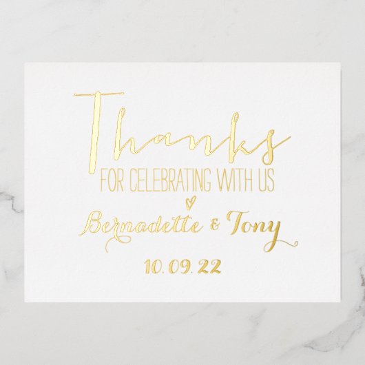 Bedankt om met ons te vieren! Weddenschap Bedankt Folie Uitnodiging Briefkaart (Voorkant)