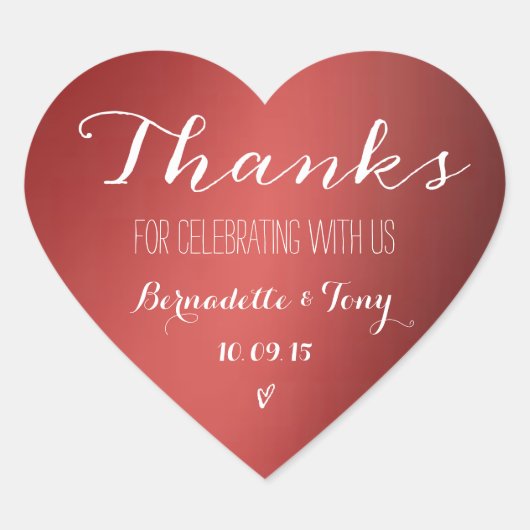 Bedankt om met ons te vieren! Weddenschap Bedankt Hart Sticker (Voorkant)