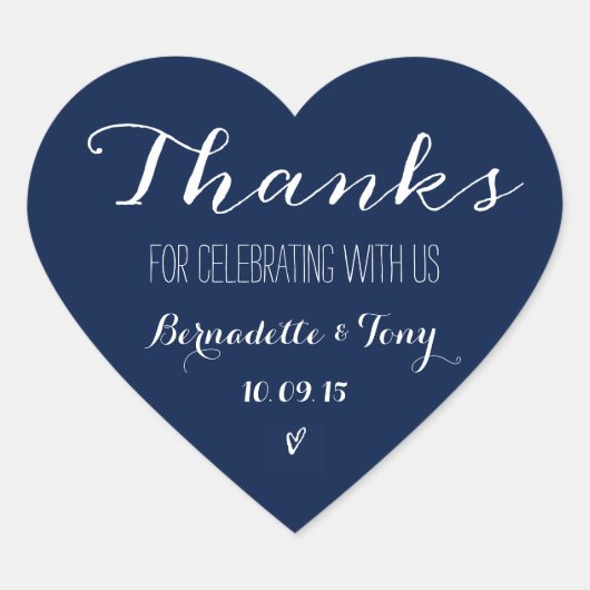 Bedankt om met ons te vieren! Weddenschap Bedankt Hart Sticker (Voorkant)