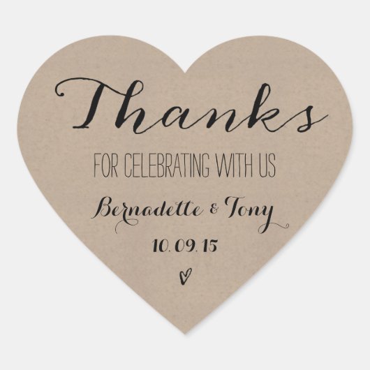 Bedankt om met ons te vieren! Weddenschap Bedankt Hart Sticker (Voorkant)