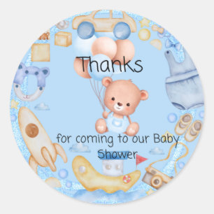 Bedankt om naar onze Shower Blue te komen Ronde Sticker