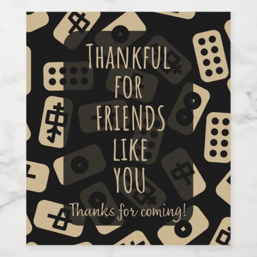 Bedankt om te komen | Mahjong tegels Wijn Etiket (Enkel label)