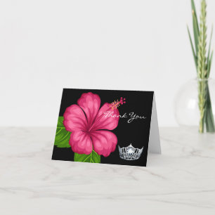 Bedankt Opmerking Kaart-Crown & Roze Hibiscus Bloe