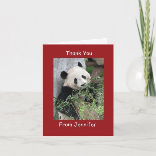 Bedankt Opmerking Kaart, Giant Panda, Custom Red (Voorkant)