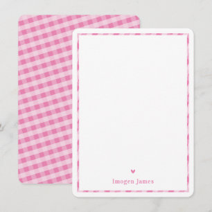 BEDANKT OPMERKING Leuke  check hart roze wit