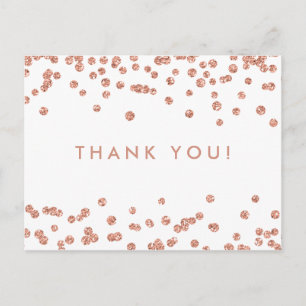 Bedankt Opmerking Roos Gouden Glitter Confetti Wit Briefkaart