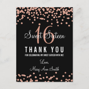 Bedankt Opmerking Sweet 16 Roos Gold Glitter Confe Briefkaart