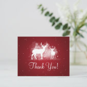 Bedankt Opmerking Winter Deer Sparkle Red Briefkaart (Staand voorkant)