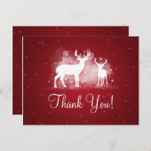 Bedankt Opmerking Winter Deer Sparkle Red Briefkaart (Voorkant / Achterkant)