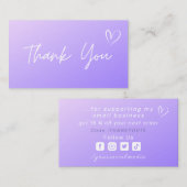 Bedankt Paarse Ombre Gradient Social Media Schatti Visitekaartje (Voorkant / Achterkant)