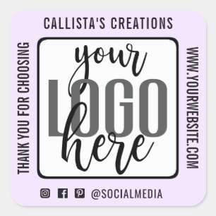 Bedankt Pastel Paarse Black Border Business Logo Vierkante Sticker