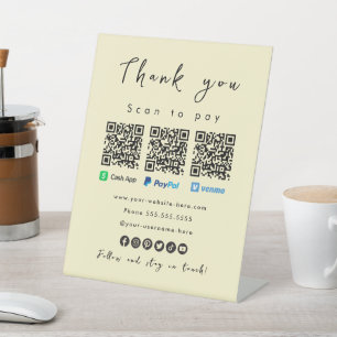 Bedankt PayPal Cash App Venmo Soft Groovy Reclamebord Met Voetstuk