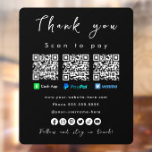 Bedankt Paypal Venmo Cash App QR Code Zwart Raamsticker (Vel 2)