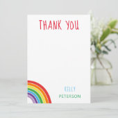 Bedankt Persoonlijke Regenboog Kinderfeestje (Staand voorkant)