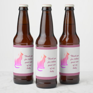 Bedankt Pet Caregiver Pink Cat Waardering Bier Etiket