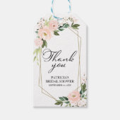 Bedankt - Pink Blush Flowers Geometric Cadeaulabel (Voorkant)