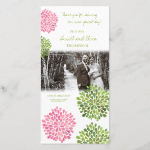Bedankt Pink & Green Blooms Trouwfoto