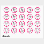 Bedankt Pink Hearts Ronde Sticker (Vel)