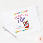 Bedankt Popcorn Appreciation Vierkante Sticker (Envelop)