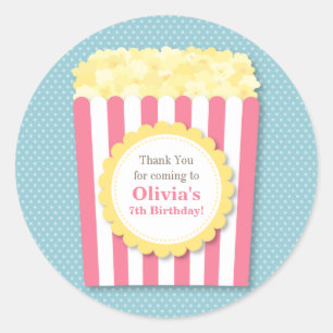 Bedankt Popcorn Kids Verjaardagsfeestje Stickers