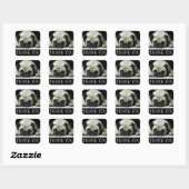 Bedankt Pug Puppy Dog Zwart & Wit Vierkante Sticker (Vel)