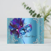 Bedankt Quinceanera Party Masquerade Blue (Staand voorkant)