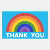 Bedankt Rainbow op Sky Blue Rechthoekige Sticker (Voorkant)