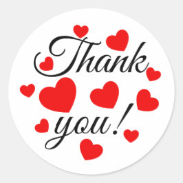 Bedankt Red Hearts Ronde Sticker