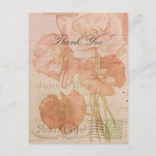 Bedankt Red Pink Poppies  Style Collage Briefkaart