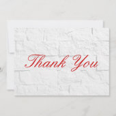 Bedankt Red Script Grey Wall Brick Flat Kaart (Voorkant)
